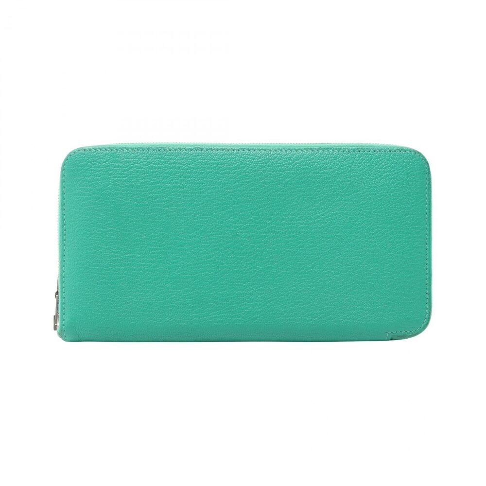 Hermes Azap Long Mint Round Wallet, Chevre Leather, Women's, Green